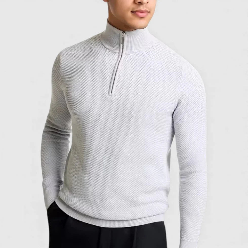 Men's Cashmere Blend Half-Zip Pullover with Textured Knit 0
