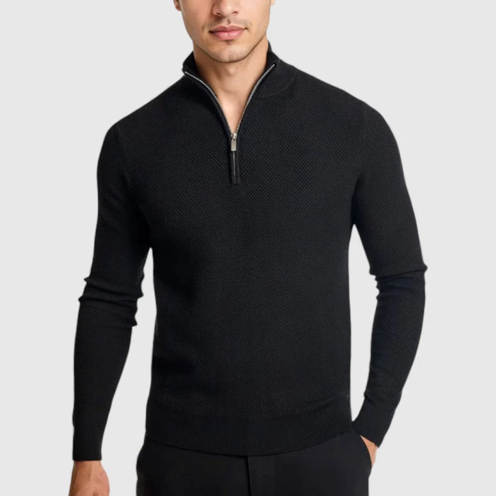 Men's Cashmere Blend Half-Zip Pullover with Textured Knit 1
