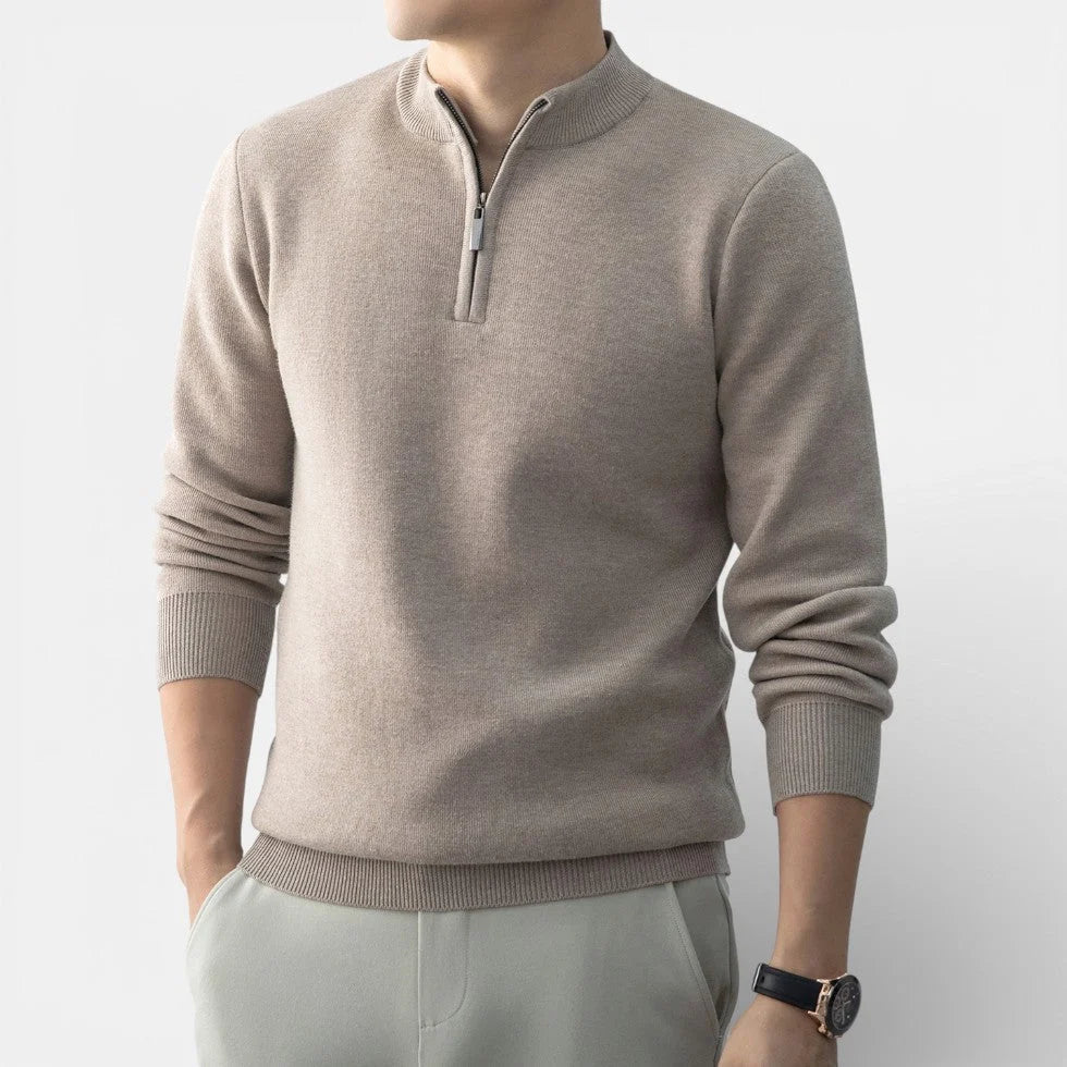 Men's Cashmere Blend Half-Zip Pullover with Textured Knit 2
