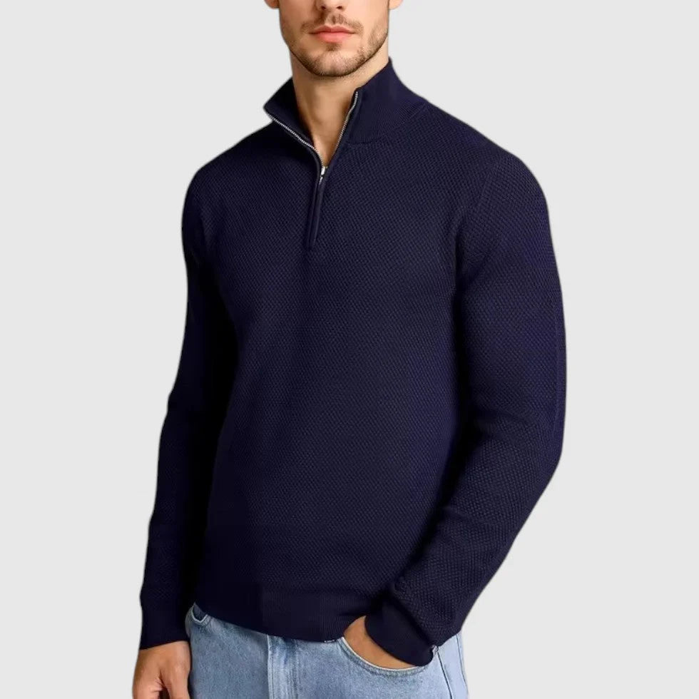 Men's Cashmere Blend Half-Zip Pullover with Textured Knit 3
