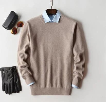 Men's Cashmere Crew Neck Sweater - Soft Pullover for Business & Casual Wear 1
