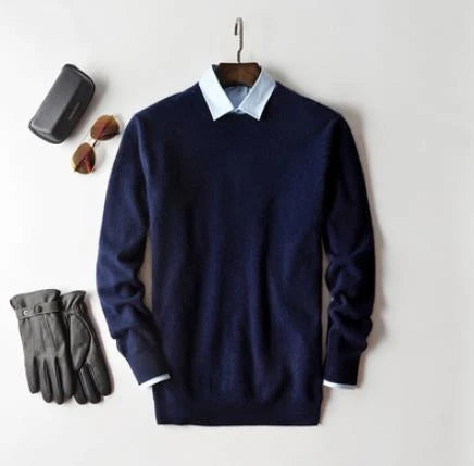 Men's Cashmere Crew Neck Sweater - Soft Pullover for Business & Casual Wear 2