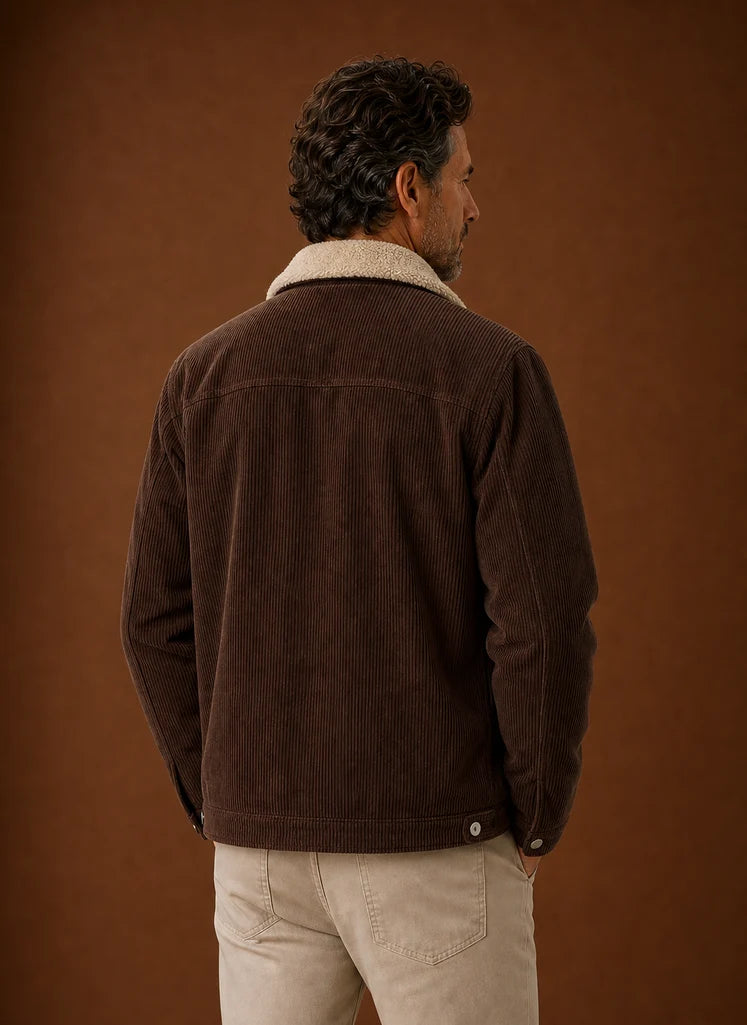 Men's Corduroy Sherpa Lined Jacket with Button Closure for Winter 7