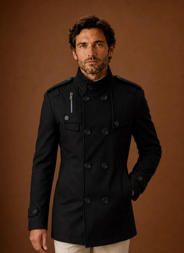 Men's Double-Breasted Overcoat for Formal and Casual Layering 0