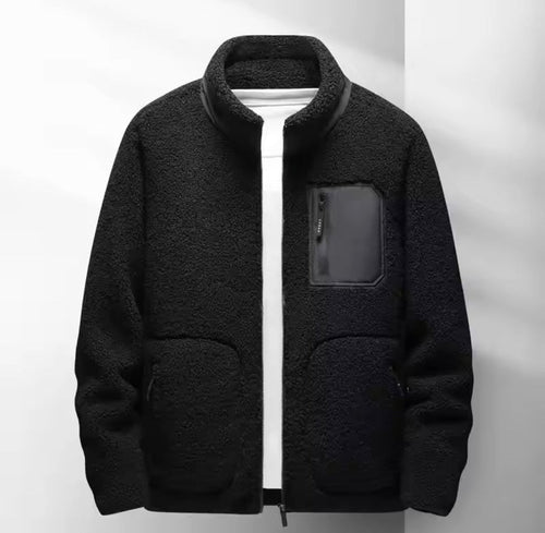 Men's fleece zip-up jacket with high collar, perfect for casual wear, featuring a sleek design and comfortable fit in a versatile color. 1