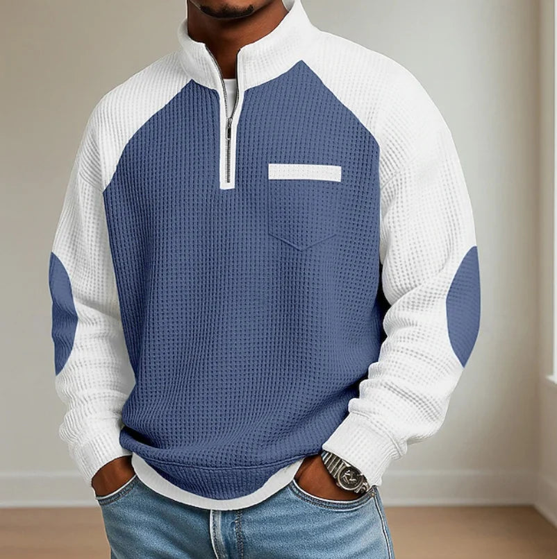 Men's Half-Zip Colorblock Sweater with Relaxed Fit 3