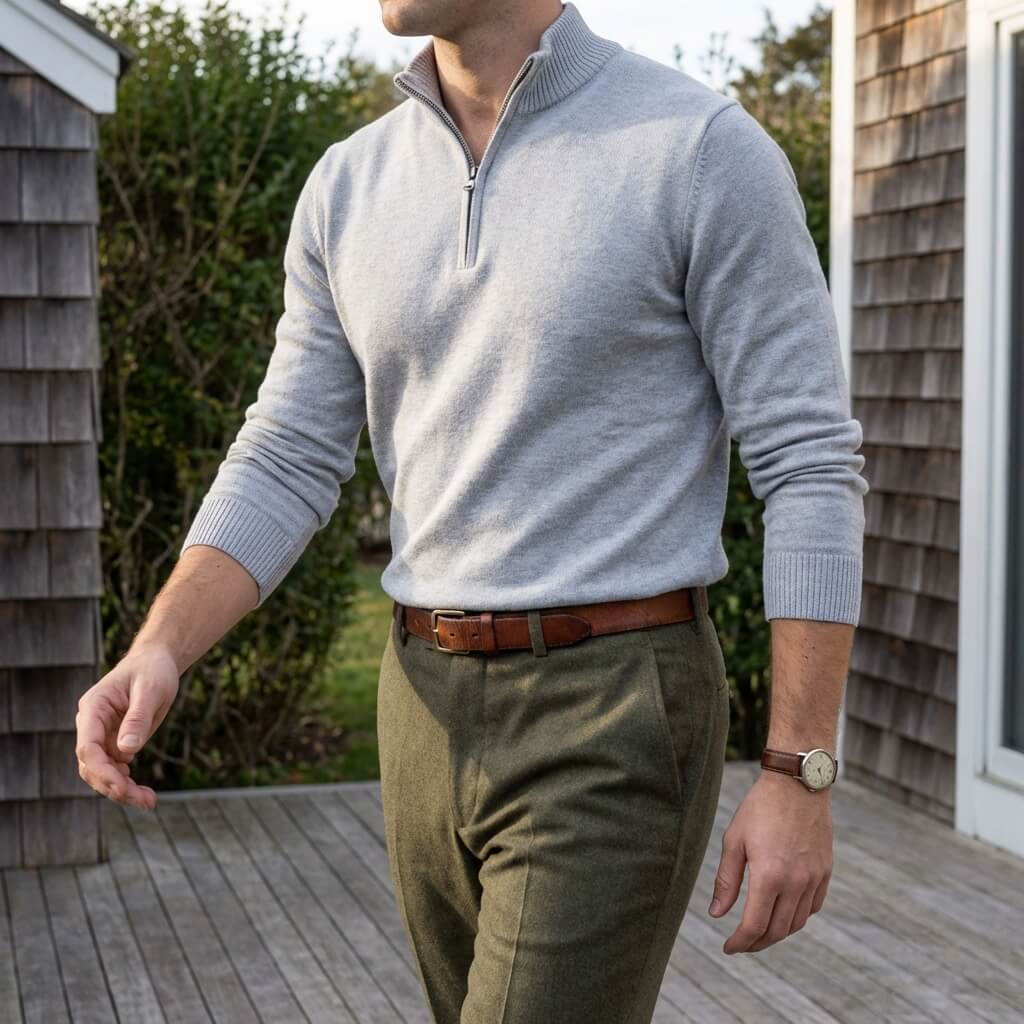 Men's Half-Zip Pullover Sweater with Relaxed Fit 7