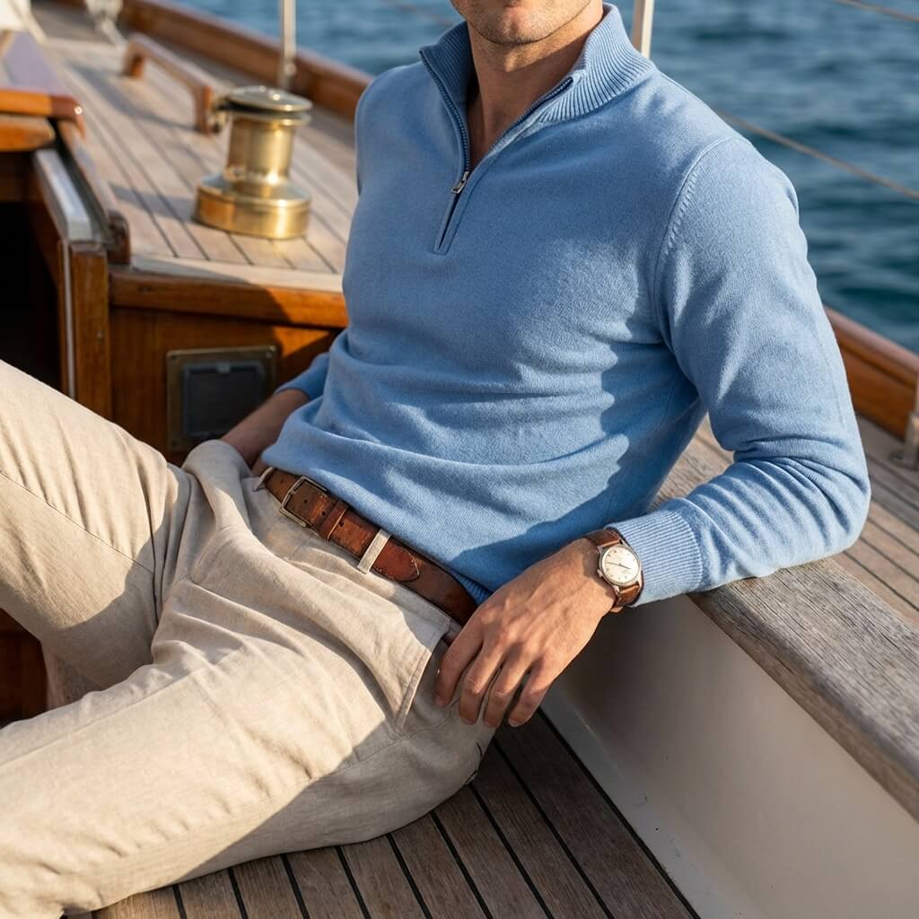 Men's Half-Zip Pullover Sweater with Relaxed Fit 8