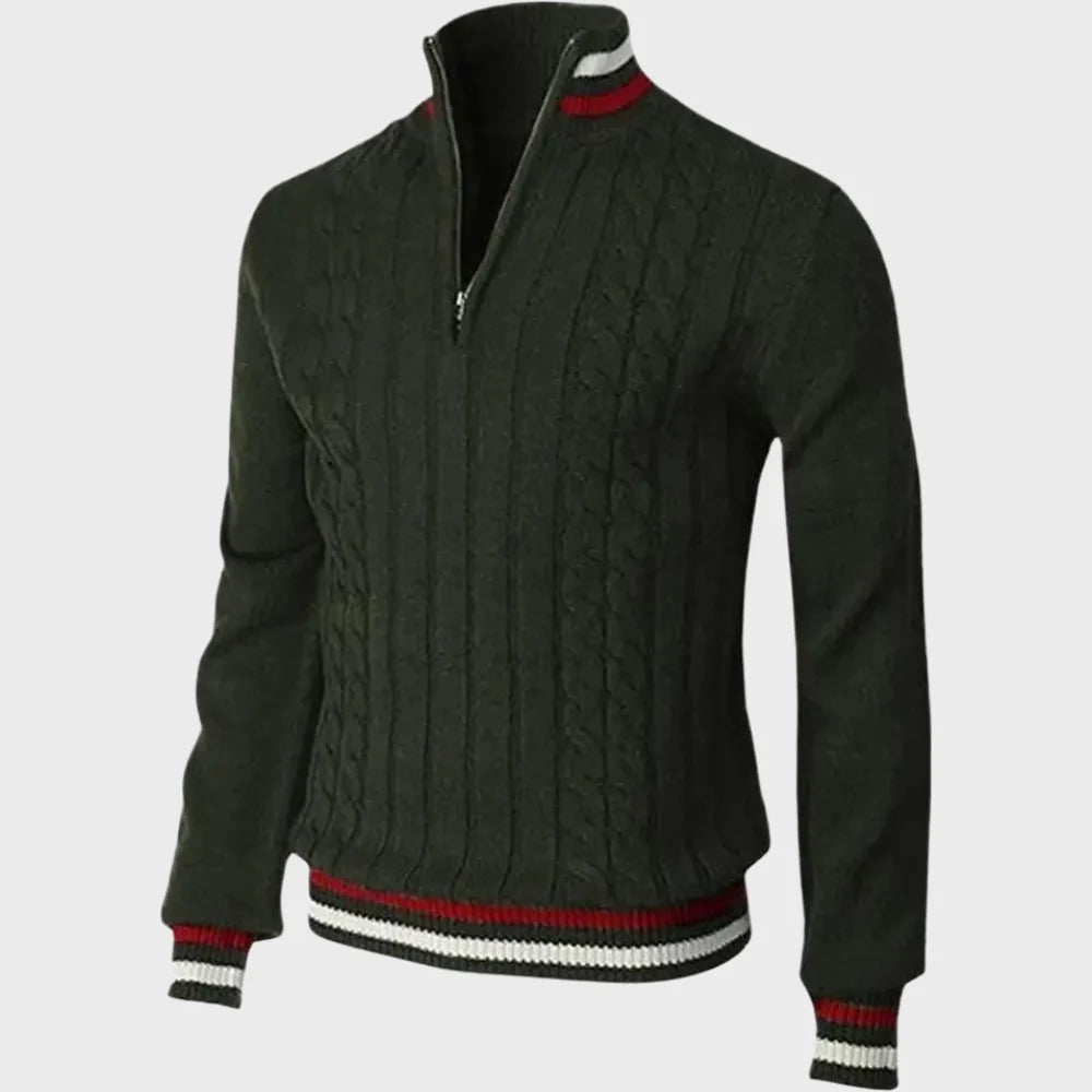 Men's Half-Zip Sweater with Breathable Fabric and Relaxed Fit 1