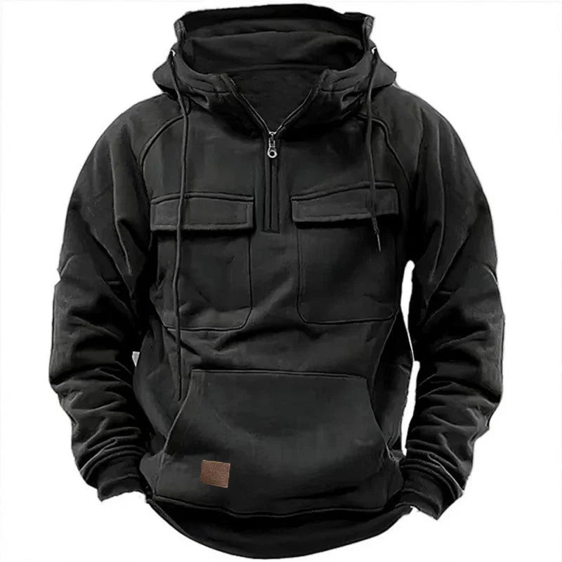 Men's Half-Zip Utility Hoodie with Multi-Pocket Design 5