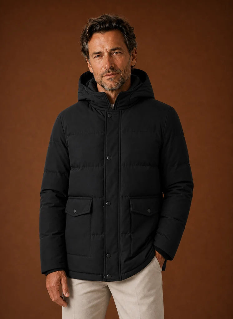 Men's Hooded Fleece-Lined Winter Jacket for Cold Weather Wear 0