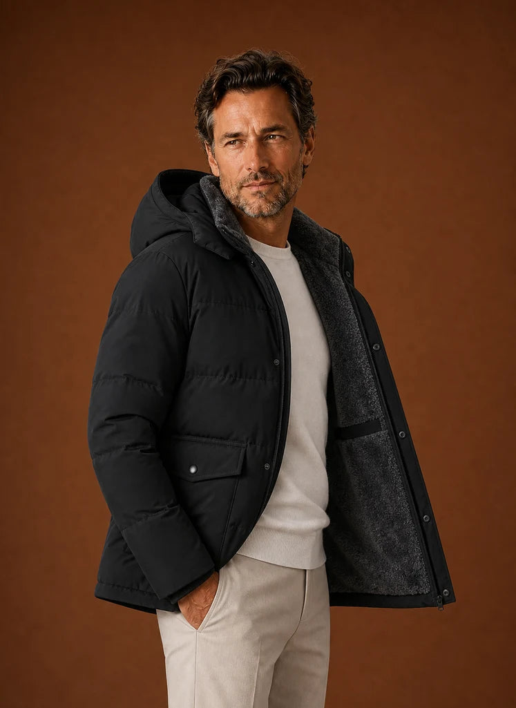 Men's Hooded Fleece-Lined Winter Jacket for Cold Weather Wear 2