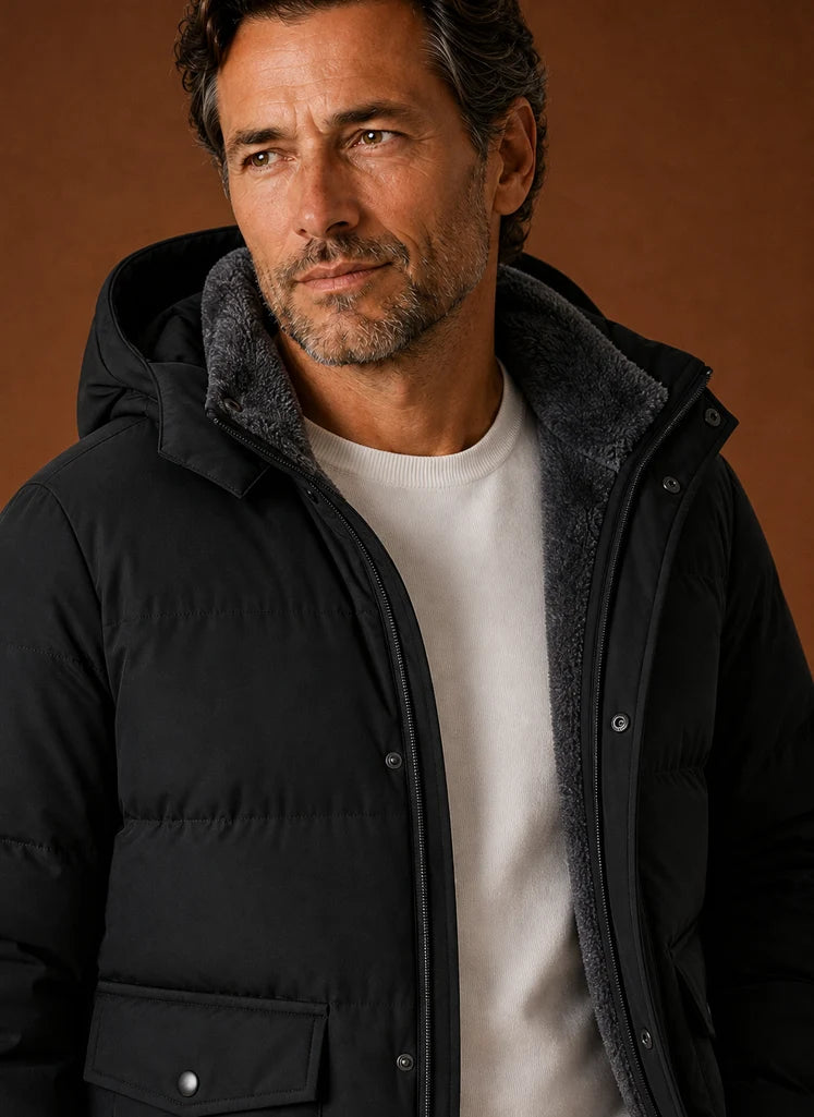 Men's Hooded Fleece-Lined Winter Jacket for Cold Weather Wear 3