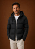 Men's Hooded Puffer Jacket with Zip Front and Hand Pockets 0