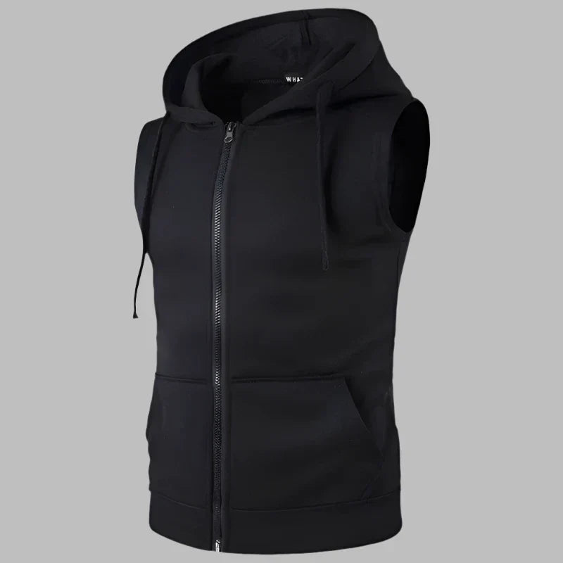 Men's Hooded Sleeveless Bodywarmer with Zip Front Lightweight Layer 0