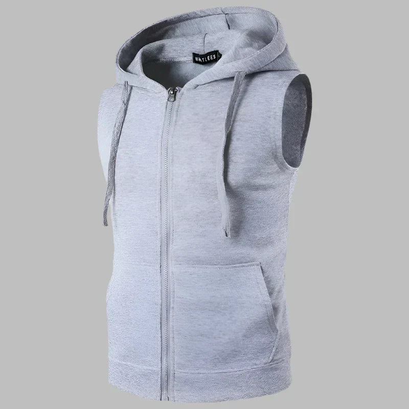 Men's Hooded Sleeveless Bodywarmer with Zip Front Lightweight Layer 1
