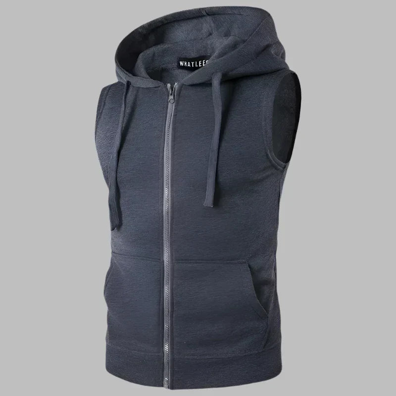 Men's Hooded Sleeveless Bodywarmer with Zip Front Lightweight Layer 3