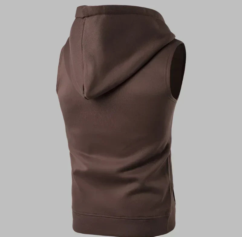 Men's Hooded Sleeveless Bodywarmer with Zip Front Lightweight Layer 7