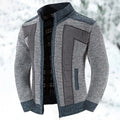 Men's Knitted Full-Zip Cardigan with Stand-Up Collar 0