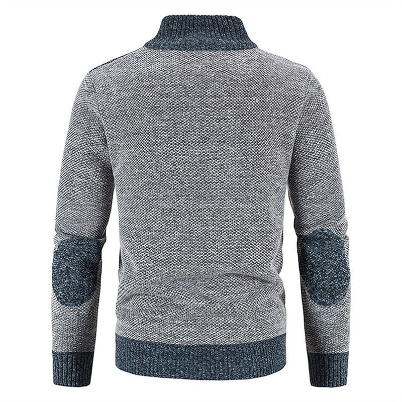 Men's Knitted Full-Zip Cardigan with Stand-Up Collar 4