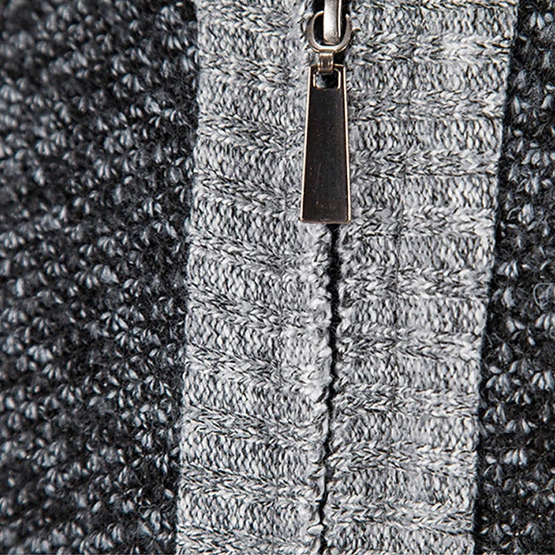 Men's Knitted Full-Zip Cardigan with Stand-Up Collar 5
