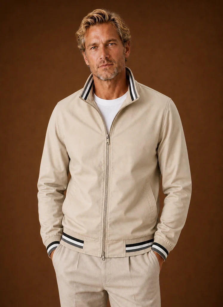 Men's Lightweight Bomber Jacket with Zip-Front Closure for Casual Layering 0