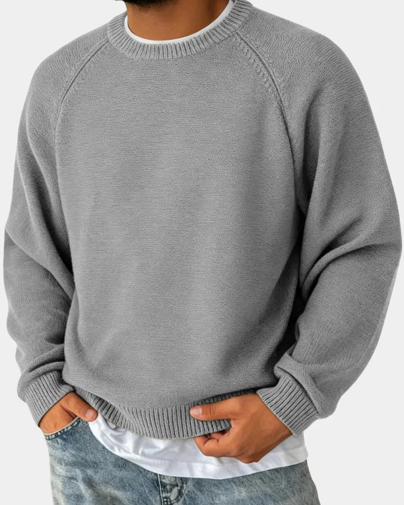 Men's Lightweight Crew Neck Knit Sweater with Raglan Sleeves 0
