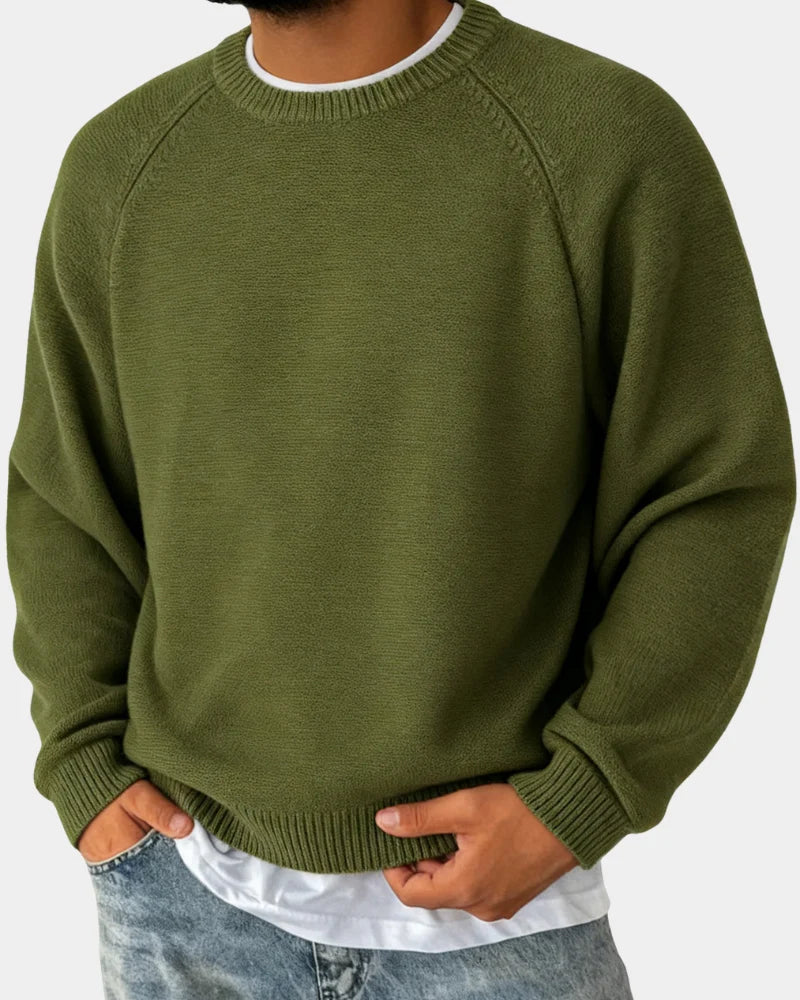 Men's Lightweight Crew Neck Knit Sweater with Raglan Sleeves 1
