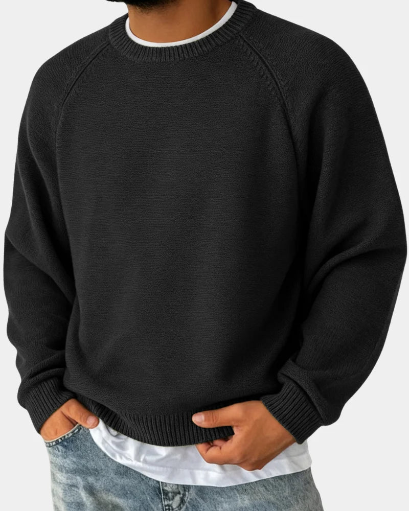 Men's Lightweight Crew Neck Knit Sweater with Raglan Sleeves 2