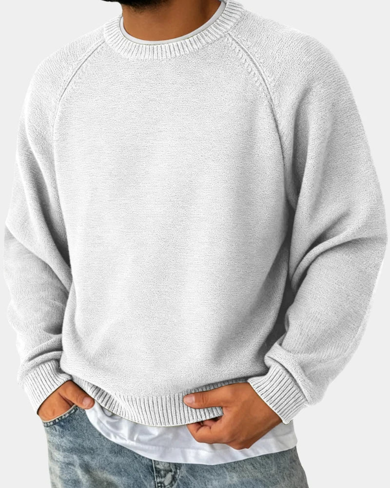 Men's Lightweight Crew Neck Knit Sweater with Raglan Sleeves 3