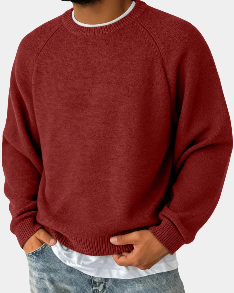 Men's Lightweight Crew Neck Knit Sweater with Raglan Sleeves 4