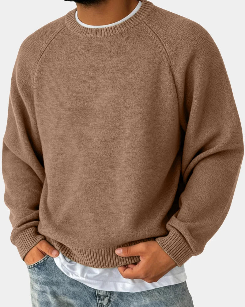 Men's Lightweight Crew Neck Knit Sweater with Raglan Sleeves 5