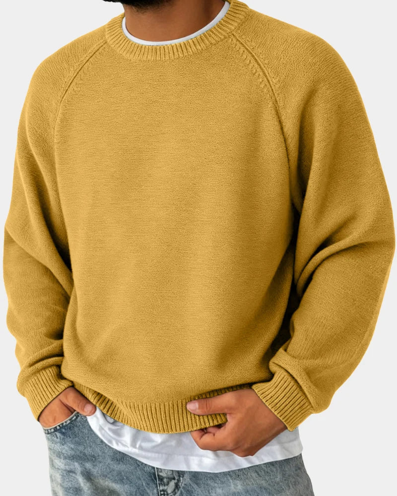 Men's Lightweight Crew Neck Knit Sweater with Raglan Sleeves 7