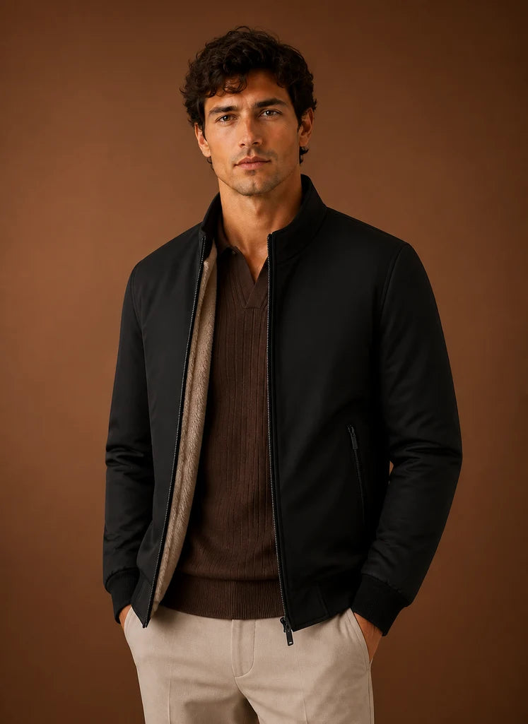 Men's Lightweight Fleece Bomber Jacket with Zip Pockets 0