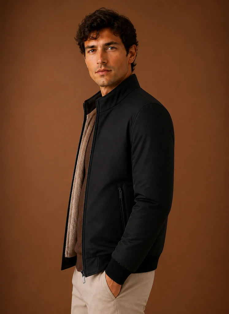 Men's Lightweight Fleece Bomber Jacket with Zip Pockets 1