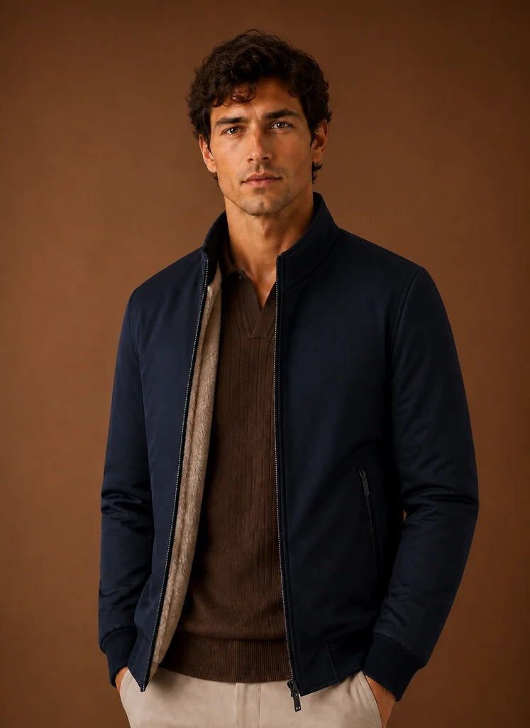 Men's Lightweight Fleece Bomber Jacket with Zip Pockets 4