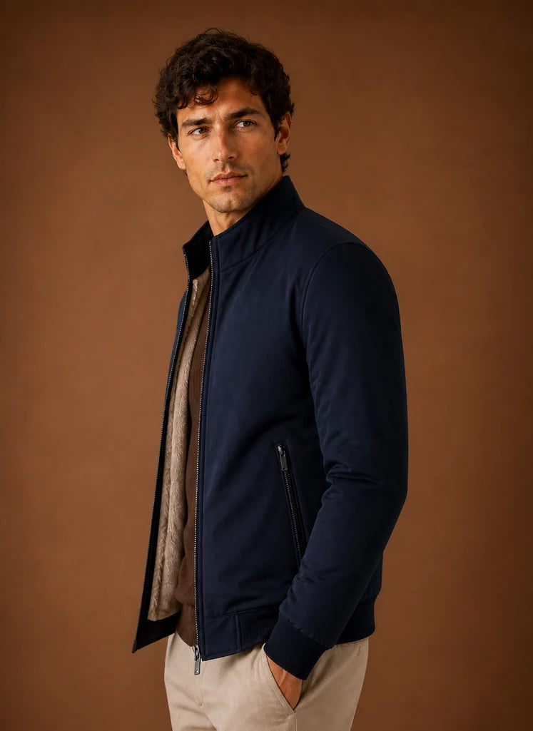 Men's Lightweight Fleece Bomber Jacket with Zip Pockets 5