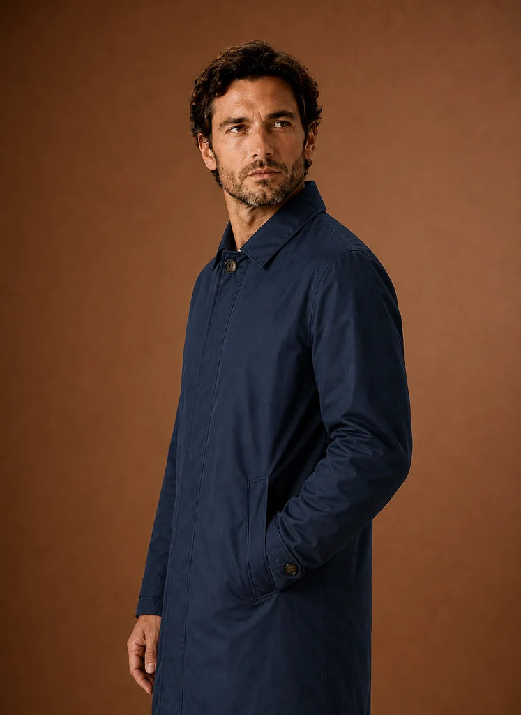 Men's Lightweight Water-Resistant Black Trench Coat with Tailored Fit 2