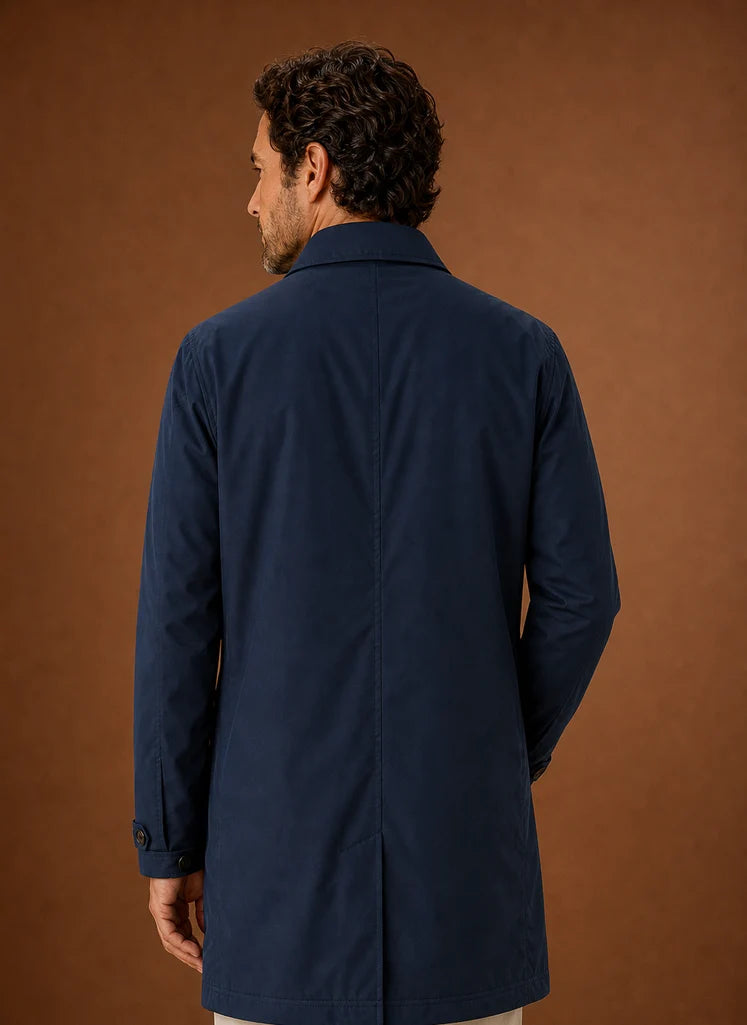 Men's Lightweight Water-Resistant Black Trench Coat with Tailored Fit 3