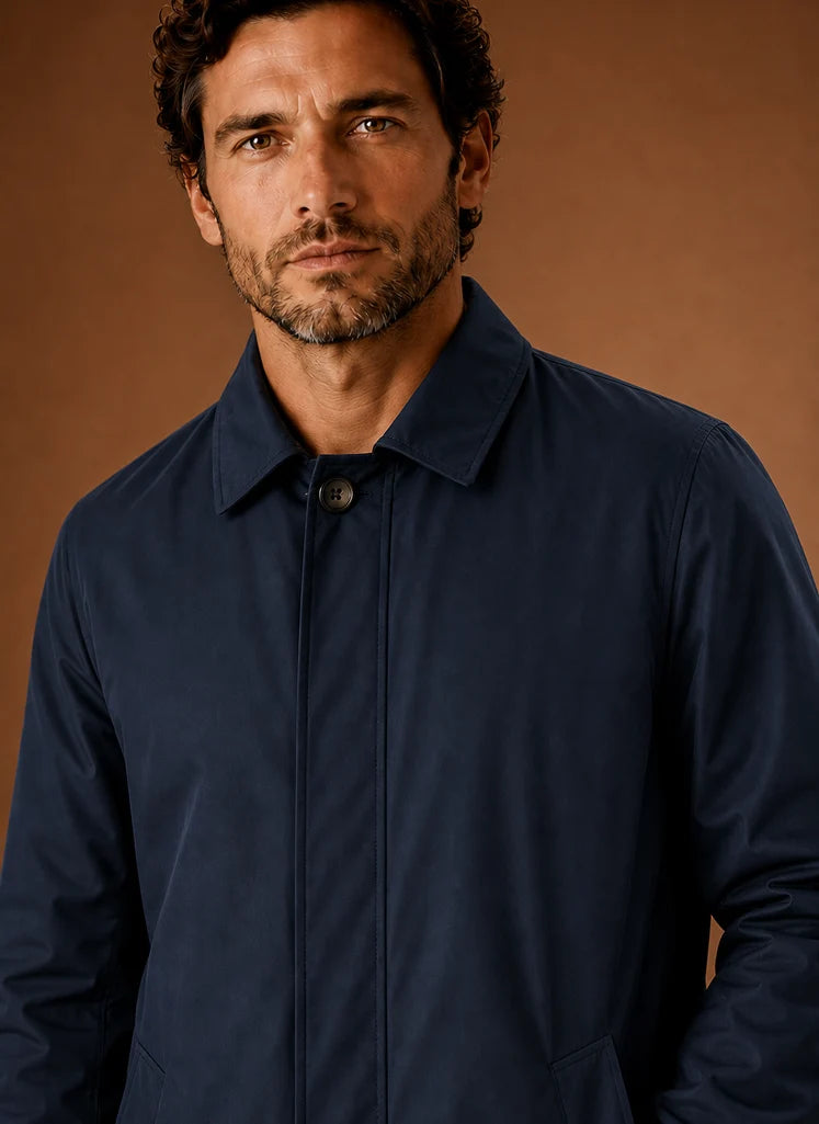 Men's Lightweight Water-Resistant Black Trench Coat with Tailored Fit 4