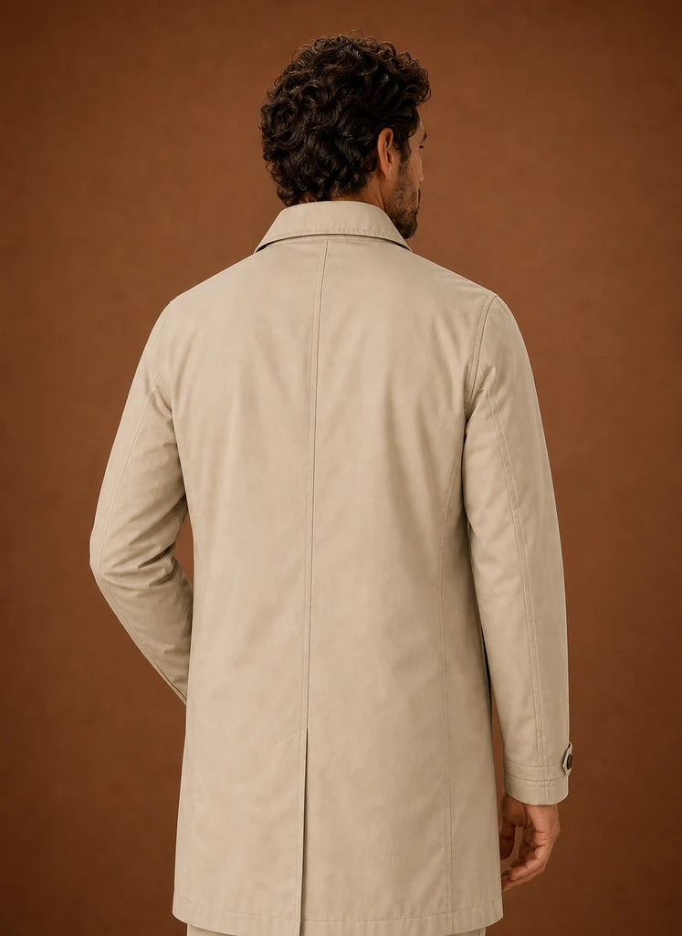 Men's Lightweight Water-Resistant Black Trench Coat with Tailored Fit 6