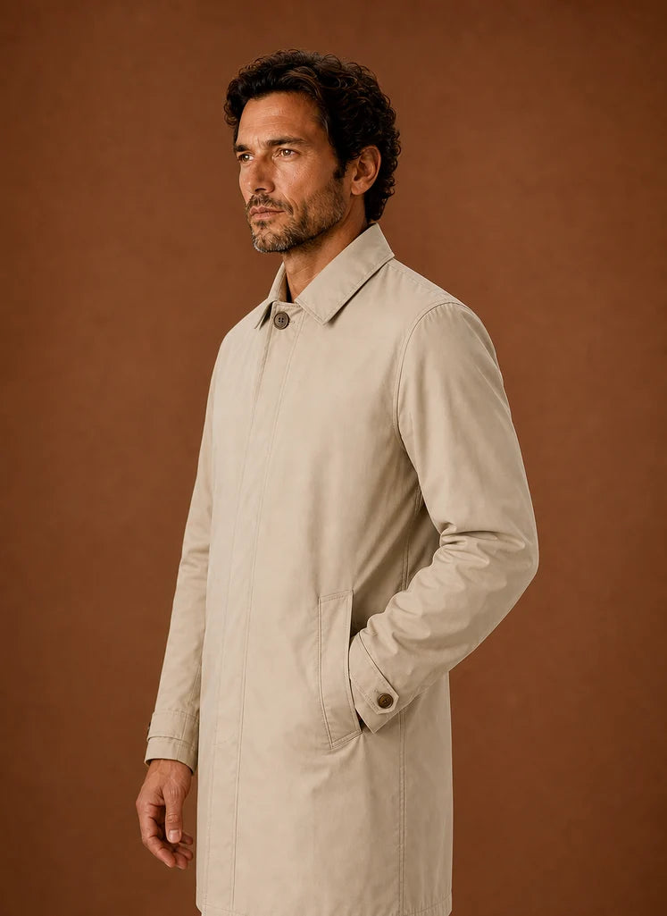 Men's Lightweight Water-Resistant Black Trench Coat with Tailored Fit 7