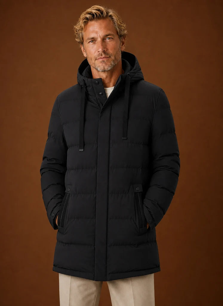 Men's Long Hooded Insulated Puffer Jacket for Cold Weather 0
