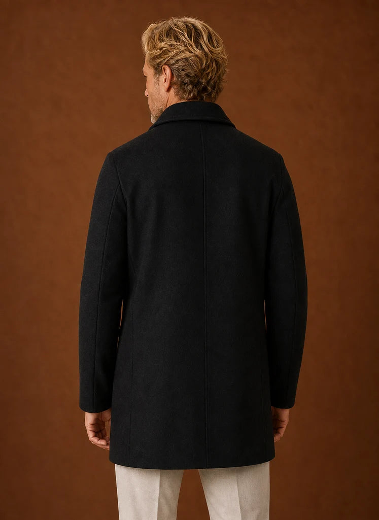 Men's Mid-Length Tailored Overcoat - Versatile Wool Blend for All Seasons 1