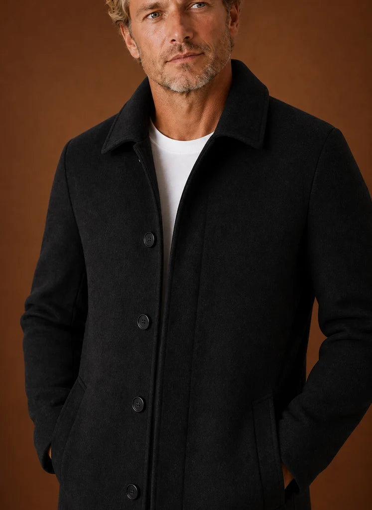 Men's Mid-Length Tailored Overcoat - Versatile Wool Blend for All Seasons 3