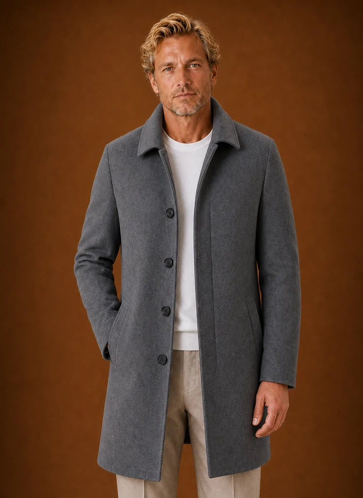 Men's Mid-Length Tailored Overcoat - Versatile Wool Blend for All Seasons 4