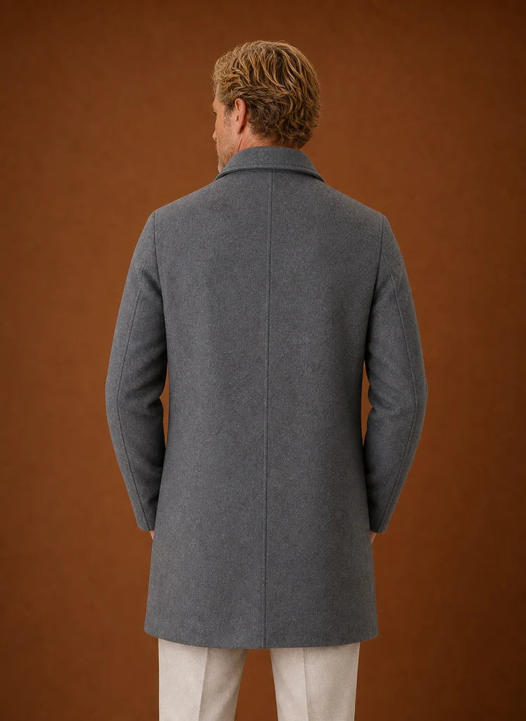Men's Mid-Length Tailored Overcoat - Versatile Wool Blend for All Seasons 6