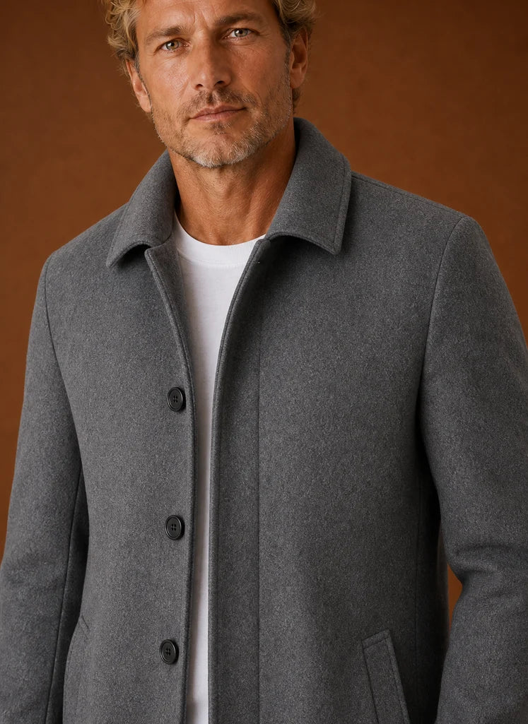 Men's Mid-Length Tailored Overcoat - Versatile Wool Blend for All Seasons 7