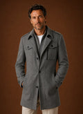 Men's Mid-Length Wool Blend Overcoat with Tailored Fit 0