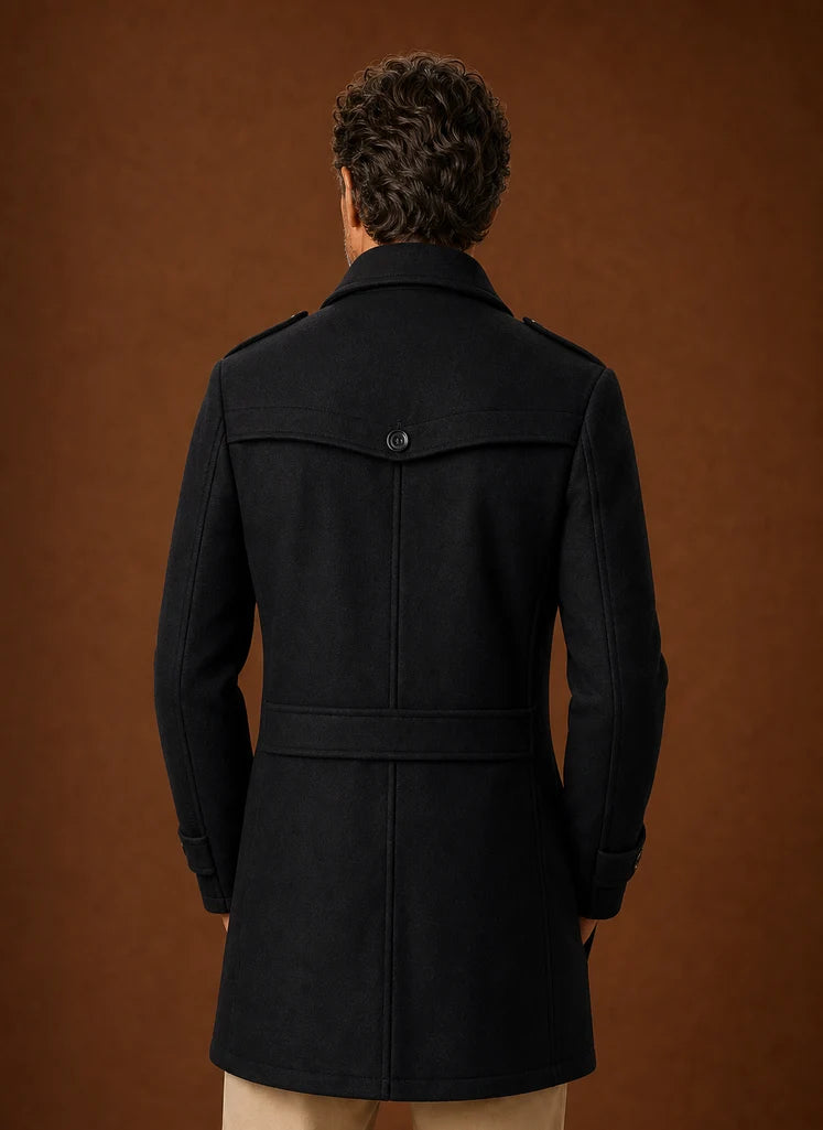 Men's Mid-Length Wool Blend Overcoat with Tailored Fit 6